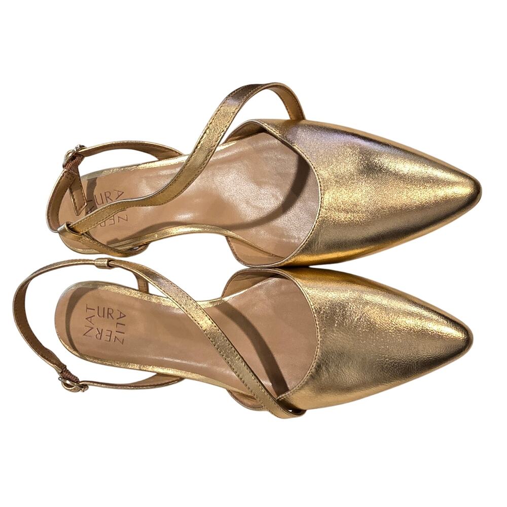 Naturalizer Gold Pointed Toe Slingback Flats - Picture 7 of 9